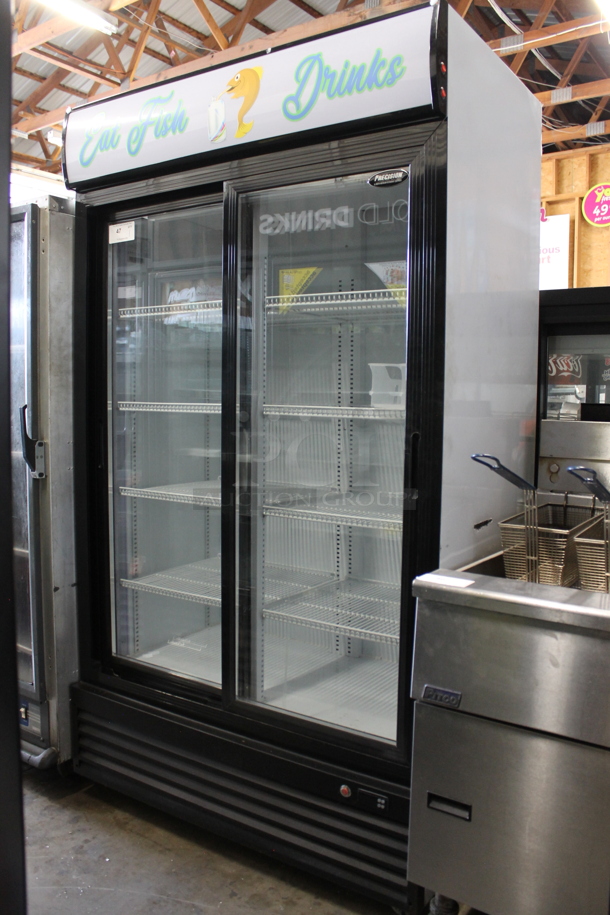 CSD-10905 Metal Commercial 2 Door Reach In Cooler Merchandiser w/ Poly Coated Racks. 115 Volts, 1 Phase. Tested and Working! - Image 1 of 4