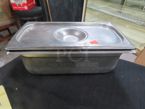 One 1/3 Size 4 Inch Deep Hotel Pan With Lid. 