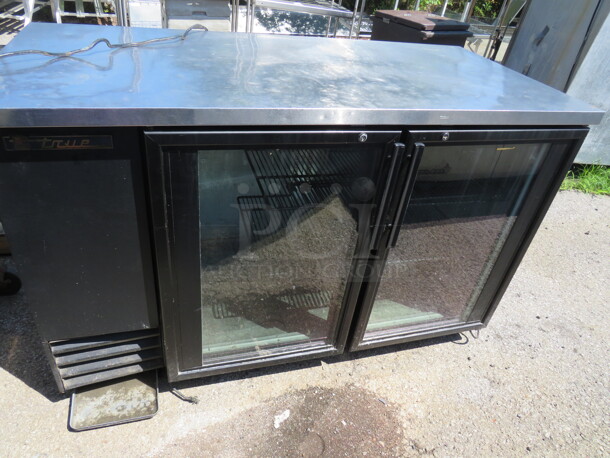 One Working True 2 Glass Door Back Bar Cooler With 4 Racks, And Stainless Steel Top. #TBB-2G. 115 Volt. 59X28X38. $3359.74.