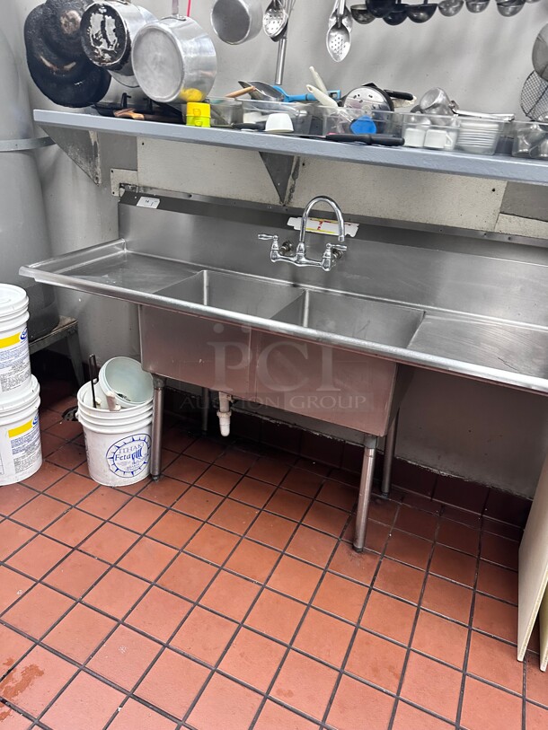 Clean! Commercial Stainless Steel Two Compartment Prep Sink NSF  - Image 3 of 4