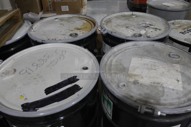 ALL ONE MONEY! PALLET LOT OF 4  Trilene Hydrocarbon Polymer Metal Barrels. BUYER MUST REMOVE.  - Image 2 of 7