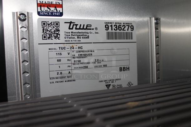 2017 True TUC-24-HC Stainless Steel Commercial Single Door Undercounter Cooler. 115 Volts, 1 Phase. Tested and Working! - Image 4 of 4
