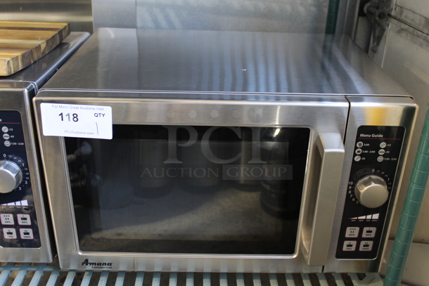 2017 Amana RCS10DSE Stainless Steel Commercial Countertop Microwave Oven. 120 Volts, 1 Phase.  - Image 2 of 5