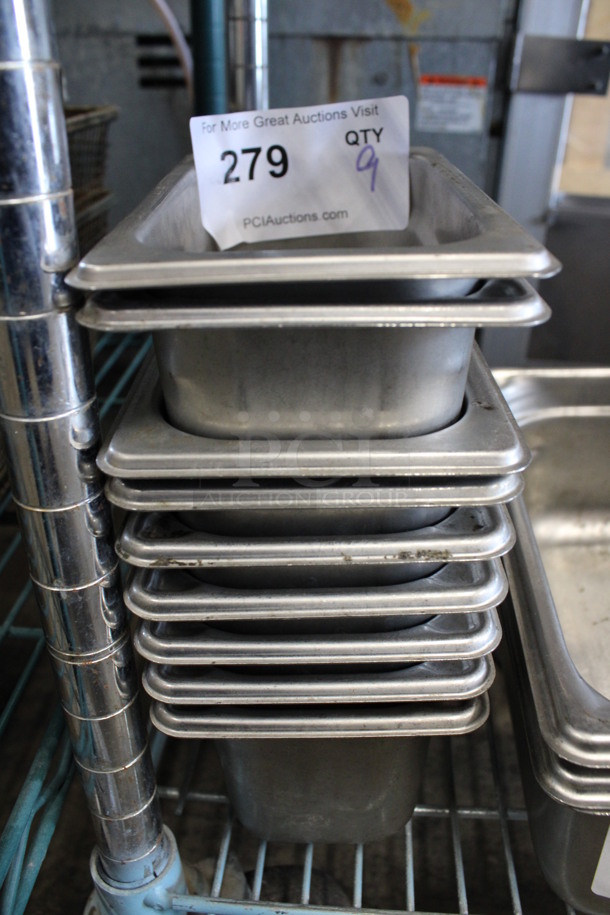 9 Stainless Steel 1/9 Size Drop In Bins. 1/9x4. 9 Times Your Bid!
