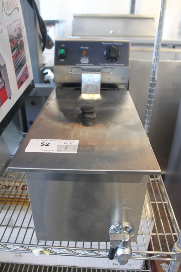 BRAND NEW SCRATCH AND DENT! Carnival King 382CDF17A Commercial Stainless Steel Countertop Corn Dog Fryer. 120V, 1 Phase. Tested And Working!