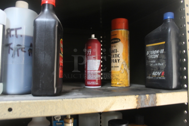 Tan Metal 6 Tier Shelving Unit w/ Contents Including Cleaner. BUYER MUST REMOVE. - Image 3 of 12