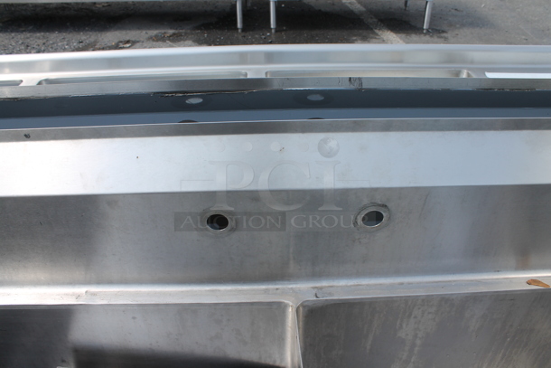 Stainless Steel Commercial 3 Bay Sink w/ Left Side Drain Board. No Legs. Bays 23x23. Drain Board 22x26.  - Image 8 of 11