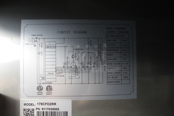 Avantco 178CFD2RR Stainless Steel Commercial 2 Door Reach In Cooler w/ Poly Coated Racks on Commercial Casters. 115 Volts, 1 Phase. Tested and Working! - Image 5 of 6
