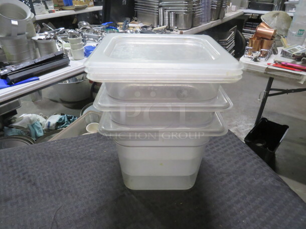 1/6 Size 4 Inch Deep Food Storage Container With Lid. 3XBID - Image 1 of 1