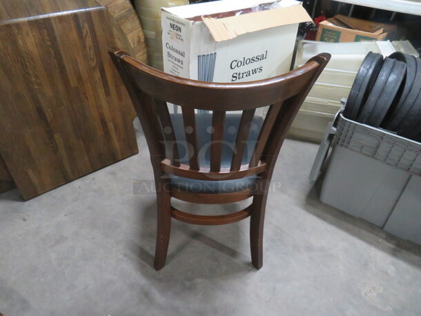 Wooden Chair With Black Cushioned Seat. Cushions Are Fair Condition. Some With Rips, Some Are Good. 4XBID - Image 3 of 3