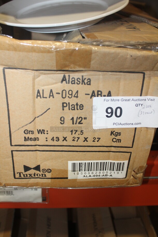 NEW IN BOX! 2 Boxes (1 Full, 1 Partial) Tuxton Alaska 9.5" Plates. 37X Your Bid!  - Image 2 of 2