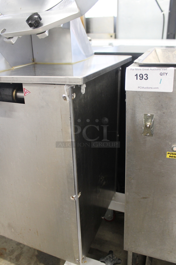 2021 Hualing HB-350 Stainless Steel Commercial Floor Style Heavy Duty Slicer. 110 Volts, 1 Phase. Tested and Powers On But Parts Do Not Move - Image 5 of 7