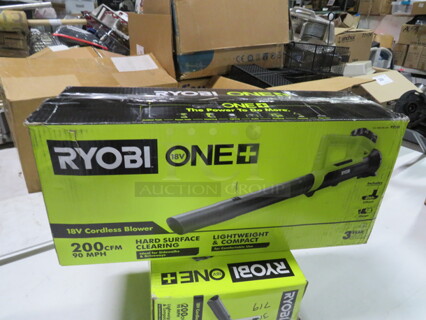 One Ryobi 18 Volt Cordless Blower.
