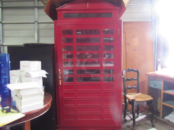 One AWESOME English Phone Booth/Bar, With 1 Shelf And Overhead Stem Glass Racks. 47X48X94.5