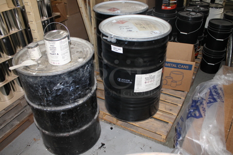 ALL ONE MONEY! PALLET LOT of 3 Metal Barrels. BUYER MUST REMOVE.