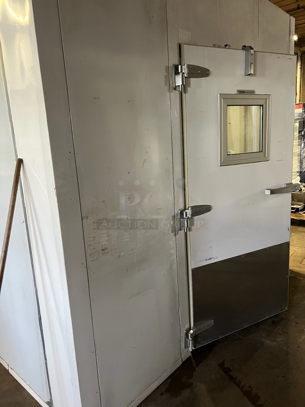 8'x9'x8' Walk In Freezer Box w/ Floor, Bohn Model ADT090AK Condenser and Copeland Compressor. 115 Volts, 1 Phase. Picture of the Unit Before Removal Is Included In the Listing. - Image 1 of 12