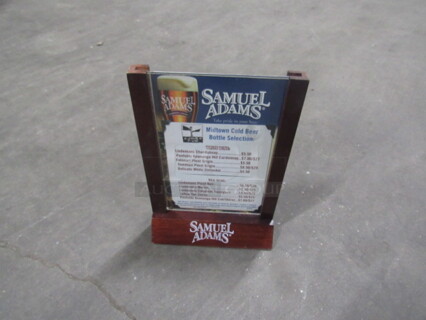 Wooden Samuel Adams Table Top Drink Menus. 15XBID