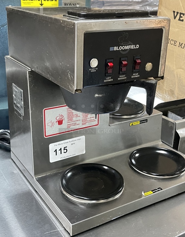 Bloomfield 8571-D3 Koffee King 3 Warmer Right Stepped Pourover Coffee Brewer, 120V; 1800W Tested and Working!