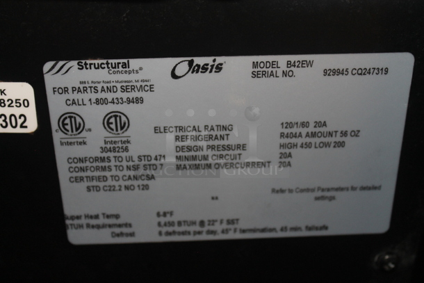 Structural Concepts Oasis B42EW Metal Commercial Floor Style Open Grab N Go Merchandiser w/ Metal Shelves. 120 Volts, 1 Phase. Tested and Working! - Image 6 of 6