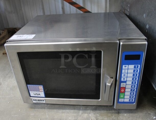 BRAND NEW SCRATCH AND DENT! 2023 Solwave SWA12T Stainless Steel Commercial Countertop Microwave Oven. 120 Volts, 1 Phase. - Image 1 of 3