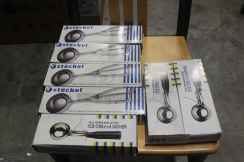 NEW IN BOX! 7 Food Portion Scoops. 7X Your Bid! 
