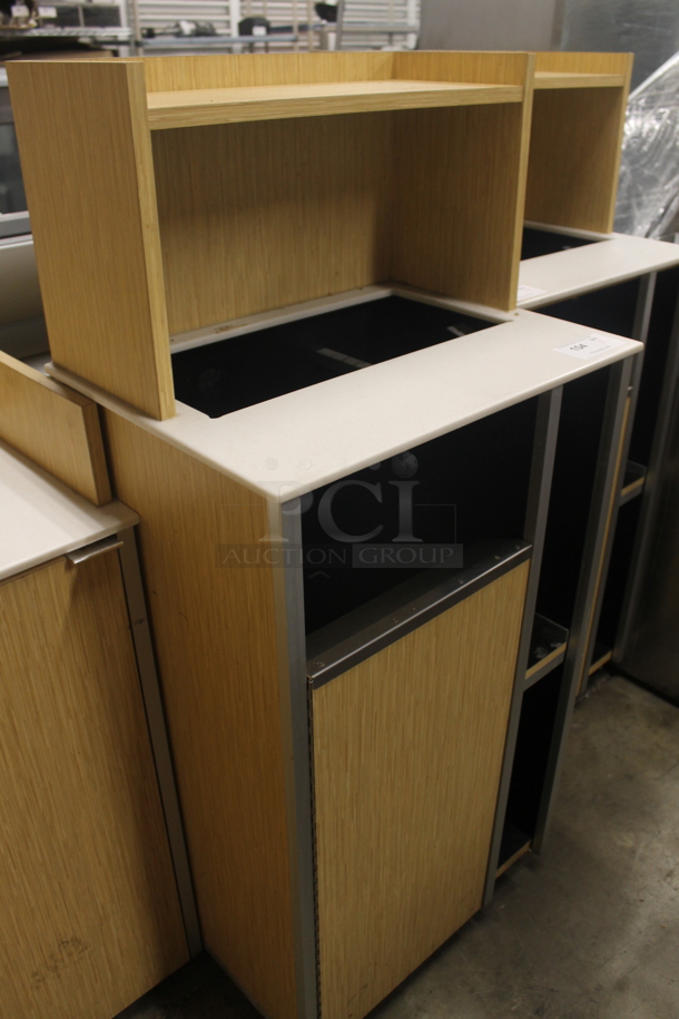 Wood Pattern Trash Can Shell w/ Trash Deposit Hole, Over Shelf and Door.  - Image 2 of 5