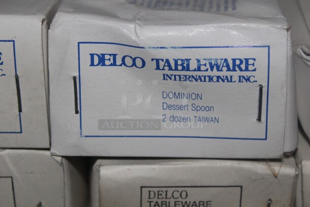 NEW IN BOX!  35 Boxes (24 Count Each) Delco Dominion Dessert Spoons. 35X Your Bid!  - Image 2 of 2