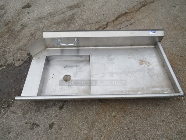 One Stainless Steel Dirty Dishwasher Table With R Side Drain Table. NO LEGS. 60X30. - Item #1047985