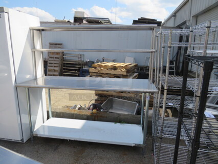 One NEW Stainless Steel Advance Tabco Table With Under Shelf, And 2 SS Over Shelves. 72X30X67