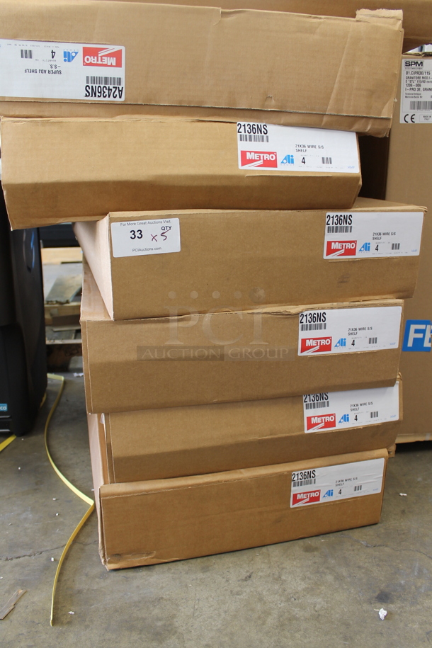 5 BRAND NEW! Boxes of 4 Metro 2136NS Chrome Finish Wire Shelves. 5 Times Your Bid! - Image 1 of 3