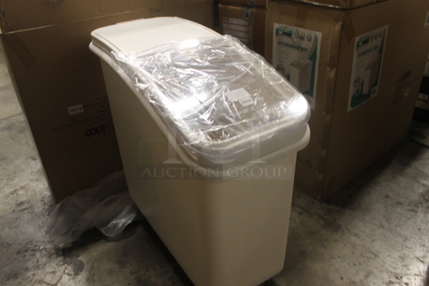 BRAND NEW IN BOX! Winco White Poly Ingredient Bin on Commercial Casters.