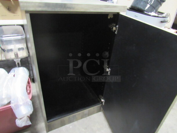 One Wood Look 1 Door Trash Receptacle. 26X26X43 - Image 2 of 2