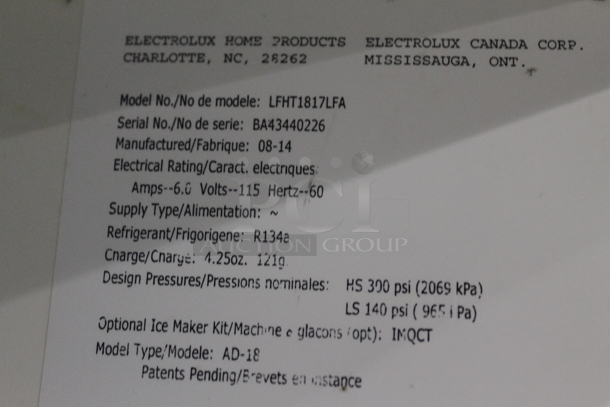 2014 Electrolux LFHT1817LFA Stainless Steel Commercial Cooler Freezer Combo Unit. 115 Volts, 1 Phase. Tested and Powers On But Does Not Get Cold
 - Image 5 of 5