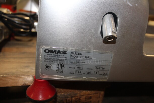 WOW! Omas Model GL30F/N Commercial Countertop Meat/Cheese Deli Slicer. 25x18.5x17. 115V/60Hz. Missing Blade Cover.  - Image 2 of 2