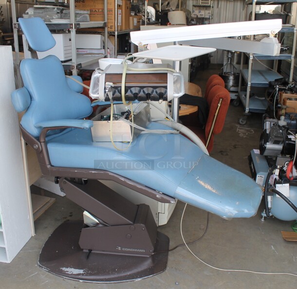 Aidee 3002 Metal Commercial Floor Style Dental Chair w/ Rinsing Tools and Bowl. 120 Volts, 1 Phase.  - Image 1 of 9