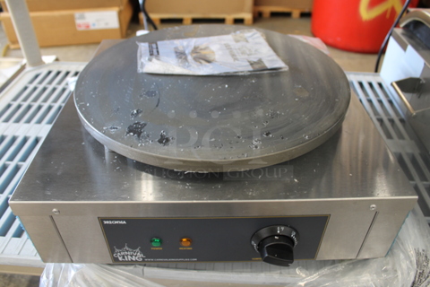 BRAND NEW SCRATCH AND DENT! Carnival King 382CM16A Stainless Steel Commercial Countertop Crepe Maker. 120 Volts, 1 Phase. Tested and Working!