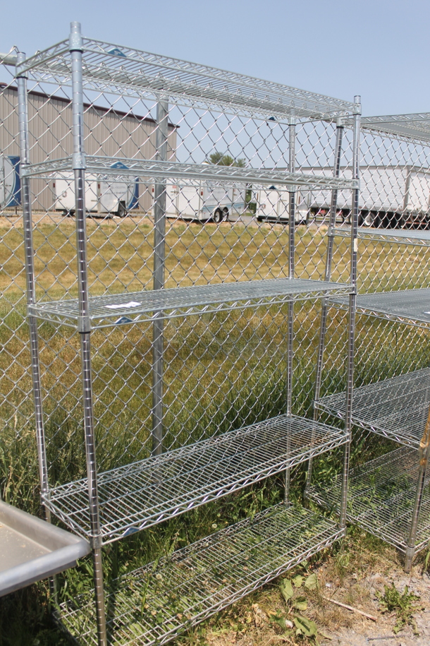 Commercial Stainless Steel Open Utility Shelf With Metro Style Shelving. BUYER MUST DISMANTLE. PCI CANNOT DISMANTLE FOR SHIPPING. PLEASE CONSIDER FREIGHT CHARGES. - Image 1 of 4