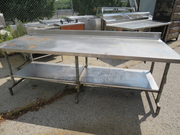 One Stainless Steel Table With Stainless Steel Under Shelf. 93X36X38