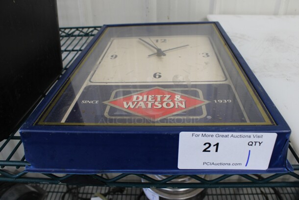 Dietz & Watson Blue Poly Wall Mount Clock. 12x2x18 - Image 1 of 2