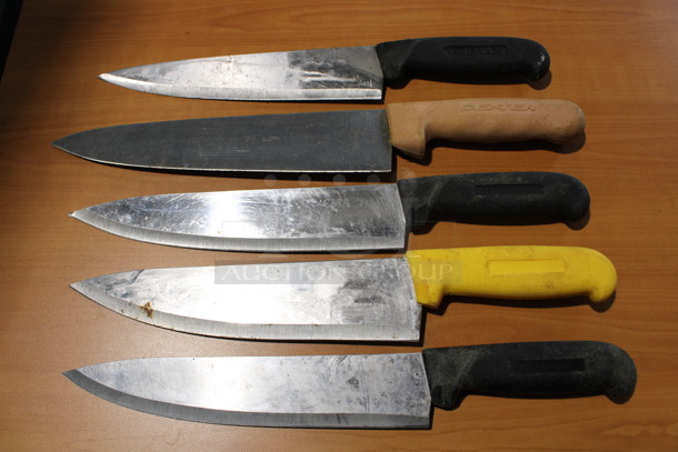 5 Sharpened Stainless Steel Chef Knives. Includes 13.5
