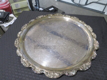 One Heavy 19 Inch Silver Plated Platter.