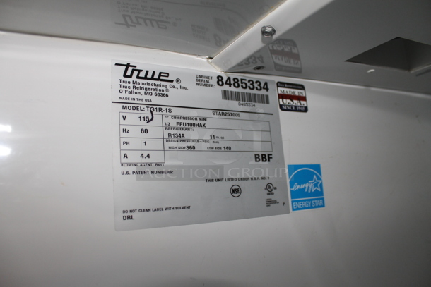 2015 True TG1R-1S ENERGY STAR Stainless Steel Commercial Single Door Reach In Cooler w/ Poly Coated Racks on Commercial Casters. 115 Volts, 1 Phase. Tested and Working! - Image 3 of 3
