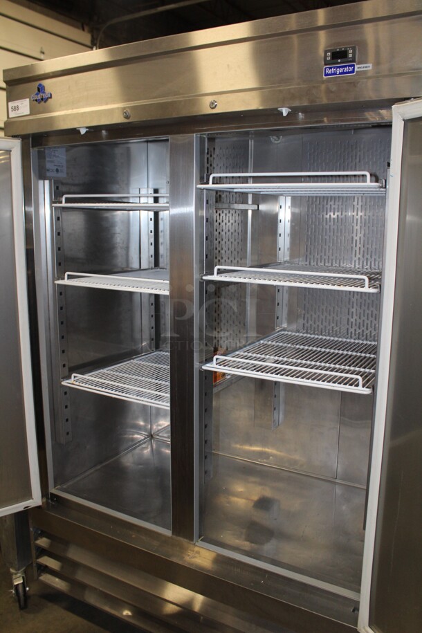 FANTASTIC! Cold Tech Model CFD-2R Commercial Stainless Steel Double Door Reach In Refrigerator On Casters. 54x32x82. 115V/60Hz. Working When Pulled!  - Image 3 of 6