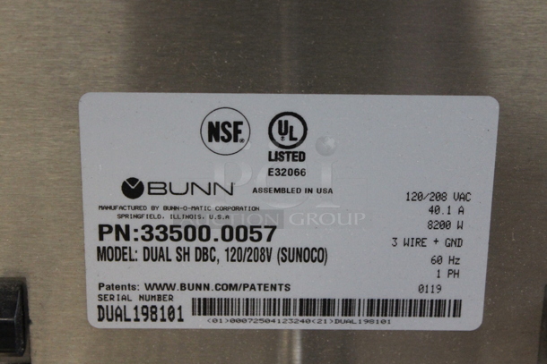 2019 Bunn DUAL SH DBC Stainless Steel Commercial Countertop Coffee Machine. 120/208 Volts, 1 Phase. - Image 4 of 5