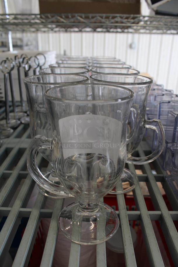 13 Footed Glass Mugs. 4x3x5.5. 13 Times Your Bid!