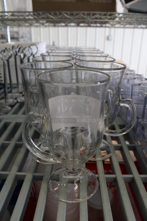 13 Footed Glass Mugs. 4x3x5.5. 13 Times Your Bid! - Image 1 of 3