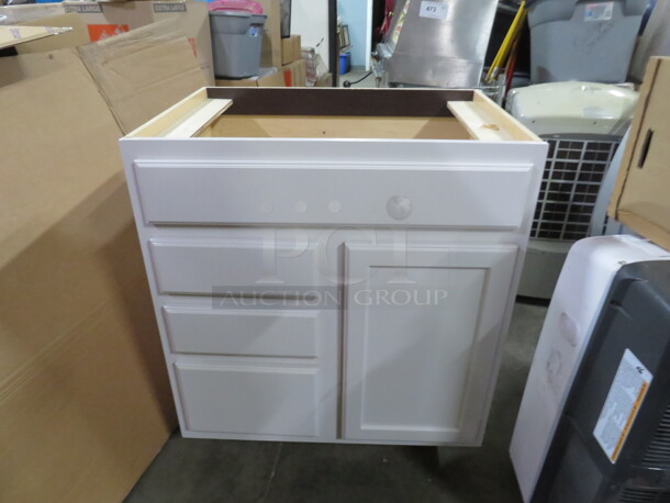 One NEW Echelon 21 Inch Maple Vanity With 1 Door And 3 Drawers In A Dove Finish. #VD30HL