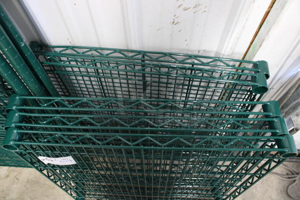ALL ONE MONEY! Lot of 5 Green Finish Shelves and 4 Green Finish Poles! 24x24x1.5, 70" - Image 2 of 4