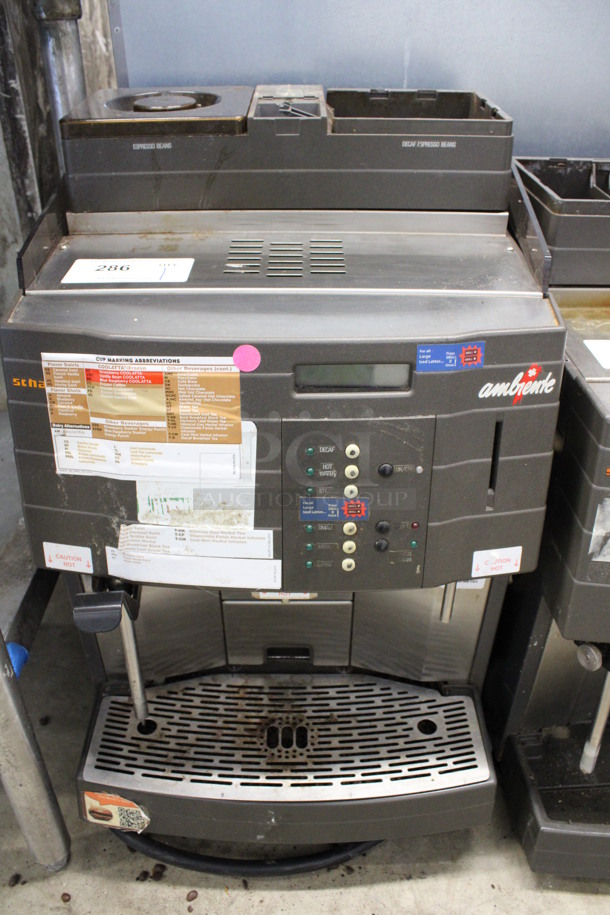 Schaerer Model Ambiente Stainless Steel Commercial Countertop Coffee Espresso Machine w/ Steam Wand. Missing 1 Lid. 210 Volts. 17x21x26