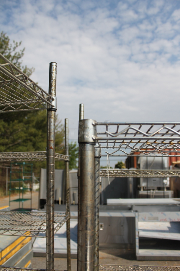 Chrome Finish 4 Tier Wire Shelving Unit. BUYER MUST DISMANTLE. PCI CANNOT DISMANTLE FOR SHIPPING. PLEASE CONSIDER FREIGHT CHARGES. - Image 3 of 4